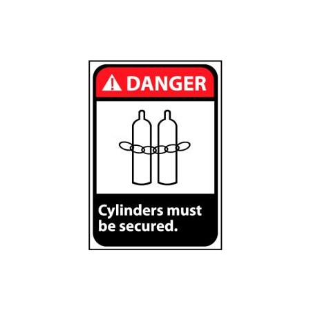 National Marker Co Danger Sign 14x10 Aluminum - Cylinders Must Be Secured DGA37AB